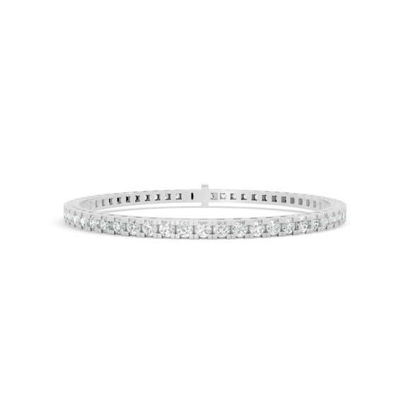 4.00 ctw Diamond Square Collet 14K White Gold Tennis Bracelet - Picture 1 of 4